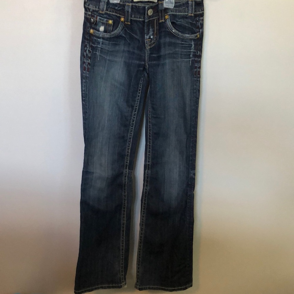 Mek Denim size 26”32” dark wash distressed
